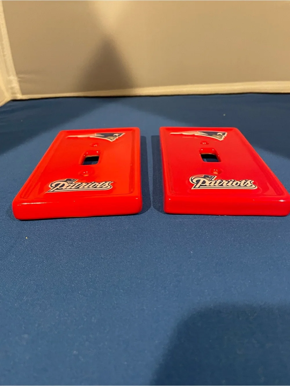 Ceramic New England Patriots Red Light Switch Plate Covers - Set of 2